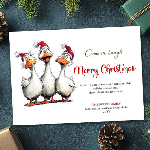Weihnachtslustige alberne Gänse Cartoon Grußkarte Feiertagskarte