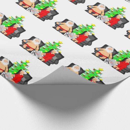 Weihnachtslustiges Bier, das Weihnachtsmann trinkt Geschenkpapier (Ecke)