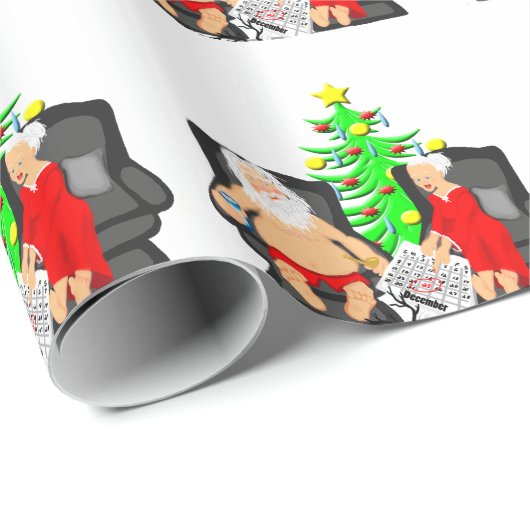 Weihnachtslustiges Bier, das Weihnachtsmann trinkt Geschenkpapier (Rolleneckpunkt)