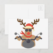 Weihnachtslustiges Rudolf-Radfahrer-Motorrad Feiertagspostkarte (Vorne/Hinten)