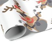Weihnachtslustiges Rudolf-Radfahrer-Motorrad Geschenkpapier (Rolleneckpunkt)