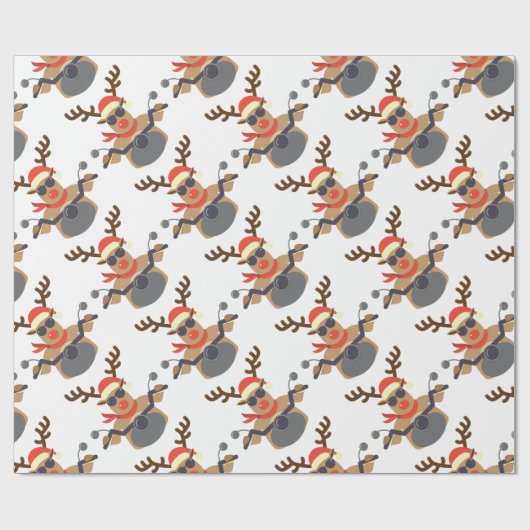 Weihnachtslustiges Rudolf-Radfahrer-Motorrad Geschenkpapier (Flach)