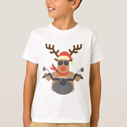 Weihnachtslustiges Rudolf-Radfahrer-Motorrad T-Shirt (Vorderseite)