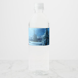 Weihnachtsmädchen auf Schlitten Wasserflaschenetikett