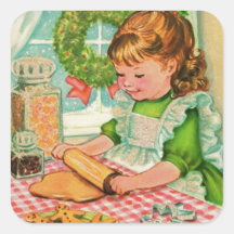 Weihnachtsmädchen aus den 1950er Jahren beim Backe
