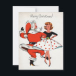 Weihnachtsmädchen aus den 1950er Jahren tanzen mit Feiertagskarte<br><div class="desc">Weihnachtsmädchen aus den 50er Jahren tanzen mit der Weihnachtskarte.</div>
