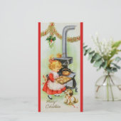 Weihnachtsmädchen Backkost Feiertagskarte (Stehend Vorderseite)
