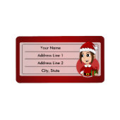 Weihnachtsmädchen-Cartoon Adressaufkleber (Vorne)