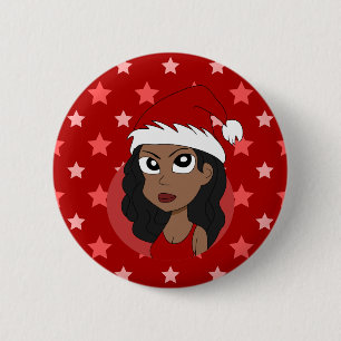 Weihnachtsmädchen-Cartoon Button