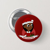 Weihnachtsmädchen-Cartoon Button (Vorne & Hinten)