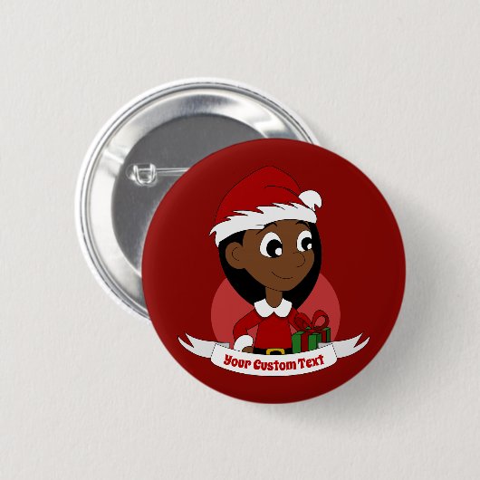 Weihnachtsmädchen-Cartoon Button (Vorne & Hinten)