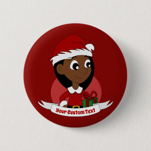 Weihnachtsmädchen-Cartoon Button