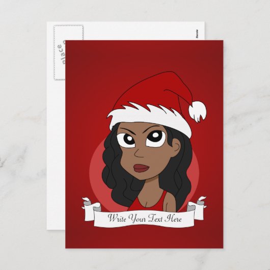 Weihnachtsmädchen-Cartoon Feiertagspostkarte (Vorne/Hinten)