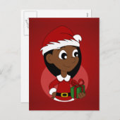 Weihnachtsmädchen-Cartoon Feiertagspostkarte (Vorne/Hinten)
