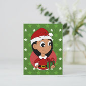 Weihnachtsmädchen-Cartoon Feiertagspostkarte (Stehend Vorderseite)