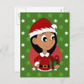 Weihnachtsmädchen-Cartoon Feiertagspostkarte (Vorne/Hinten)