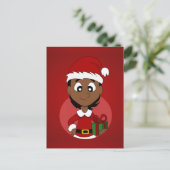 Weihnachtsmädchen-Cartoon Feiertagspostkarte (Stehend Vorderseite)