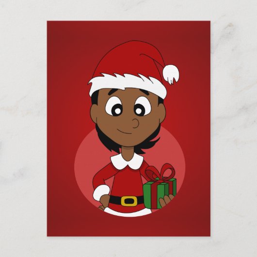 Weihnachtsmädchen-Cartoon Feiertagspostkarte (Vorderseite)