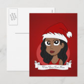 Weihnachtsmädchen-Cartoon Feiertagspostkarte (Vorne/Hinten)