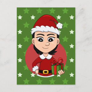 Weihnachtsmädchen Cartoon-Feiertagspostkarte Feiertagspostkarte