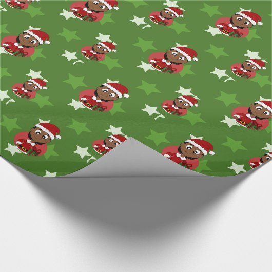 Weihnachtsmädchen-Cartoon Geschenkpapier (Ecke)