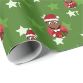 Weihnachtsmädchen-Cartoon Geschenkpapier (Rolleneckpunkt)