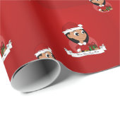 Weihnachtsmädchen-Cartoon Geschenkpapier (Rolleneckpunkt)