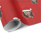 Weihnachtsmädchen-Cartoon Geschenkpapier (Rolleneckpunkt)