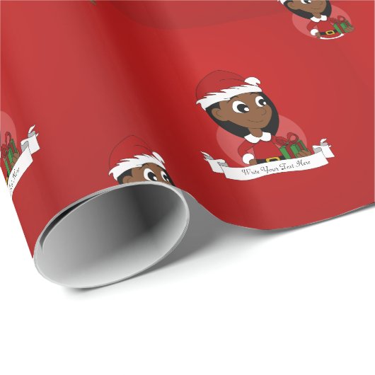 Weihnachtsmädchen-Cartoon Geschenkpapier (Rolleneckpunkt)