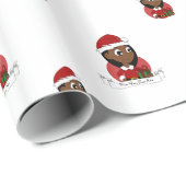 Weihnachtsmädchen-Cartoon Geschenkpapier (Rolleneckpunkt)