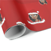 Weihnachtsmädchen-Cartoon Geschenkpapier (Rolleneckpunkt)