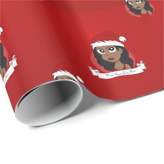 Weihnachtsmädchen-Cartoon Geschenkpapier (Rolleneckpunkt)