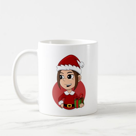 Weihnachtsmädchen Cartoon Kaffee Tasse (Links)