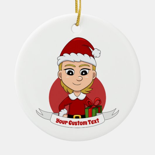 Weihnachtsmädchen Cartoon Keramik Keramik Ornament (Vorne)
