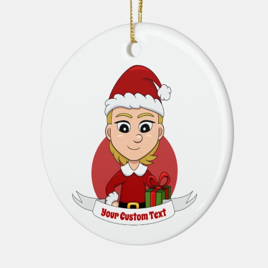 Weihnachtsmädchen Cartoon Keramik Keramik Ornament (Links)