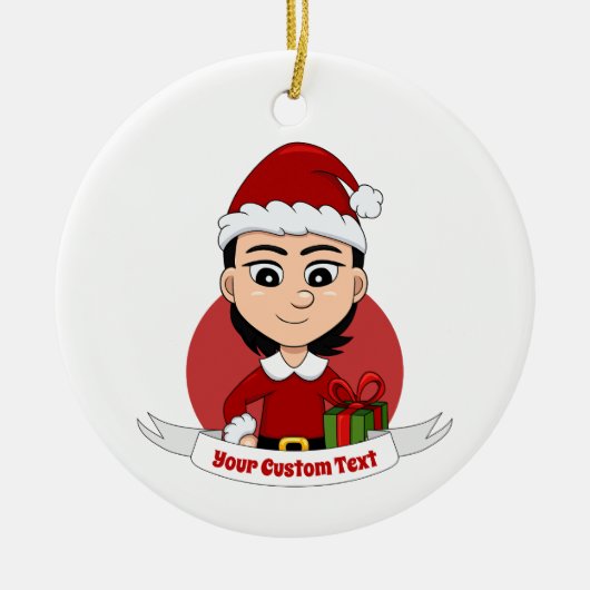 Weihnachtsmädchen Cartoon Keramik Keramik Ornament (Vorne)