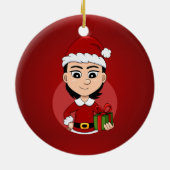 Weihnachtsmädchen Cartoon Keramik Ornament (Hinten)