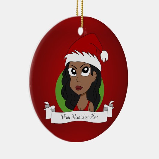 Weihnachtsmädchen-Cartoon Keramik Ornament (Rechts)