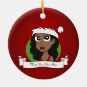 Weihnachtsmädchen-Cartoon Keramik Ornament (Hinten)