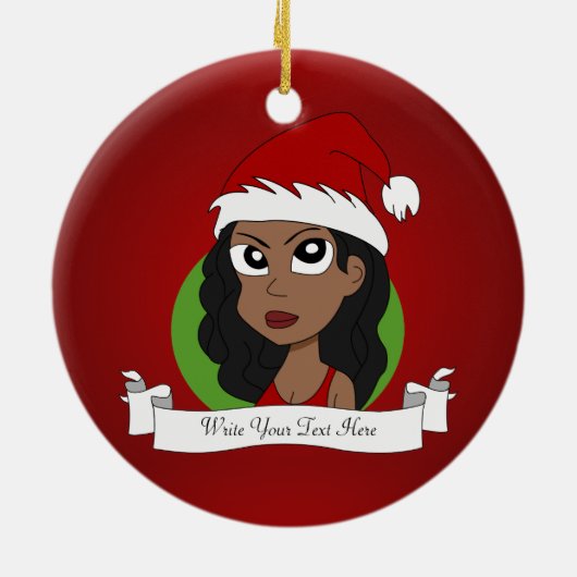 Weihnachtsmädchen-Cartoon Keramik Ornament (Hinten)