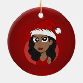 Weihnachtsmädchen-Cartoon Keramik Ornament (Hinten)