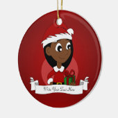 Weihnachtsmädchen-Cartoon Keramikornament (Links)