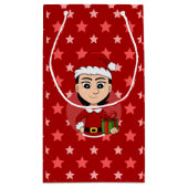 Weihnachtsmädchen Cartoon kleine Geschenktasche Geschenktüte (Rückseite)