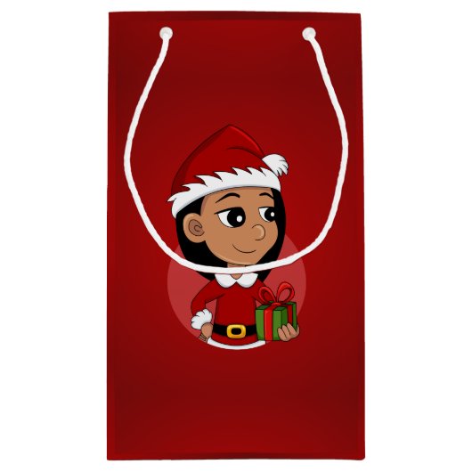 Weihnachtsmädchen Cartoon kleine Geschenktasche Kleine Geschenktüte (Rückseite)