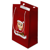 Weihnachtsmädchen Cartoon kleine Geschenktasche Kleine Geschenktüte (Rückseite Schrägansicht)
