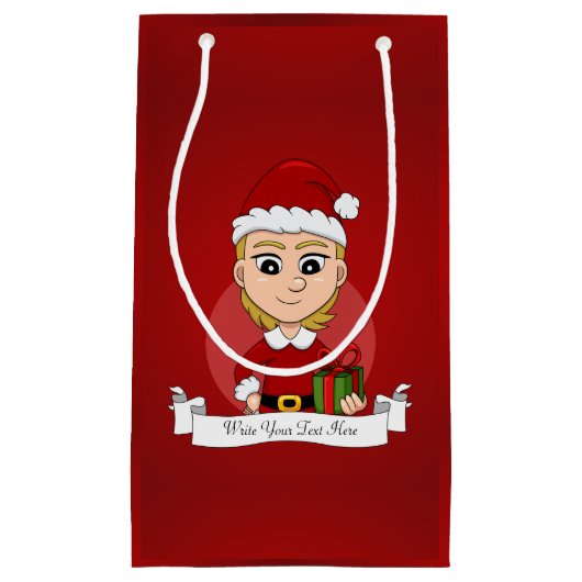 Weihnachtsmädchen Cartoon kleine Geschenktasche Kleine Geschenktüte (Vorderseite)