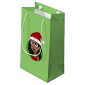 Weihnachtsmädchen-Cartoon Kleine Geschenktüte (Rückseite Schrägansicht)