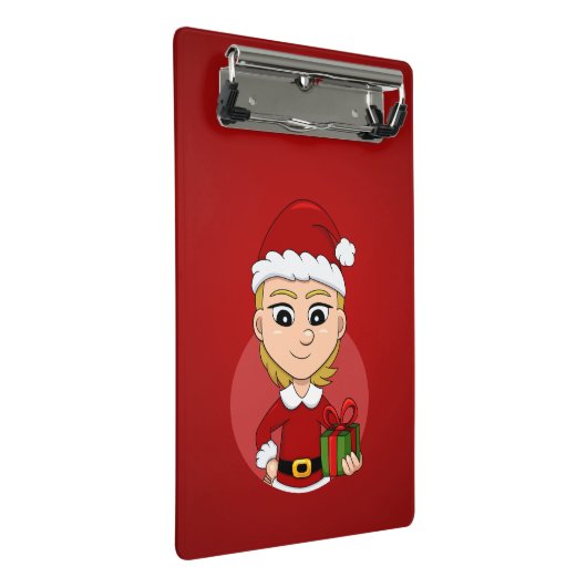 Weihnachtsmädchen Cartoon Miniwand Mini Klemmbrett (Schrägansicht)