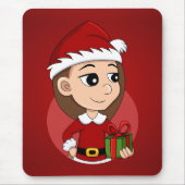 Weihnachtsmädchen-Cartoon Mousepad (Vorne)