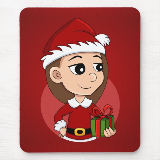 Weihnachtsmädchen-Cartoon Mousepad (Vorne)